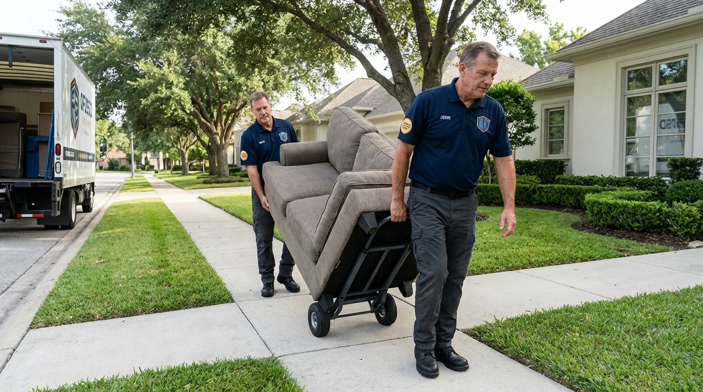 Local residential moving crew loading furniture in Boonville, NC